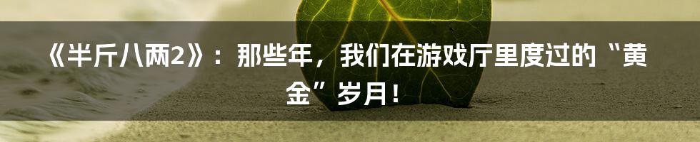 《半斤八两2》:那些年,我们在游戏厅里度过的“黄金”岁月!
