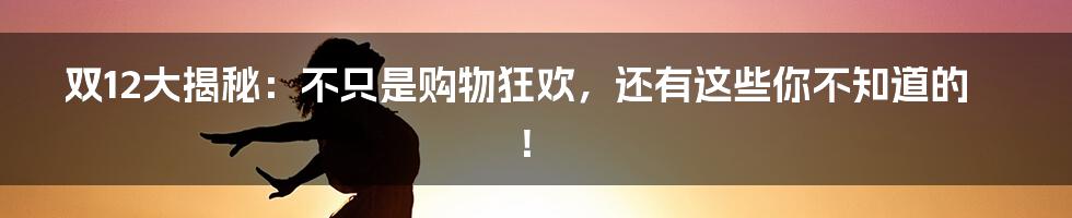 双12大揭秘：不只是购物狂欢，还有这些你不知道的！