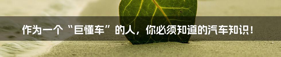 作为一个“巨懂车”的人，你必须知道的汽车知识！