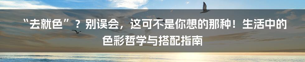 “去就色”?别误会,这可不是你想的那种!生活中的色彩哲学与搭配指南