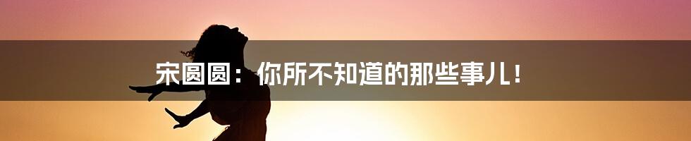 宋圆圆:你所不知道的那些事儿!