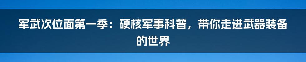 军武次位面第一季:硬核军事科普,带你走进武器装备的世界