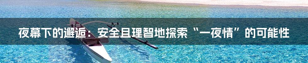 夜幕下的邂逅：安全且理智地探索“一夜情”的可能性