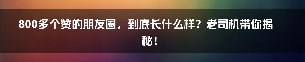 800多个赞的朋友圈,到底长什么样?老司机带你揭秘!