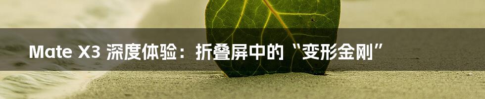 Mate X3 深度体验:折叠屏中的“变形金刚”