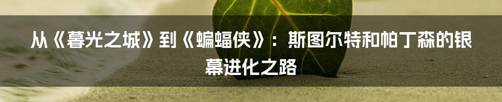 从《暮光之城》到《蝙蝠侠》:斯图尔特和帕丁森的银幕进化之路