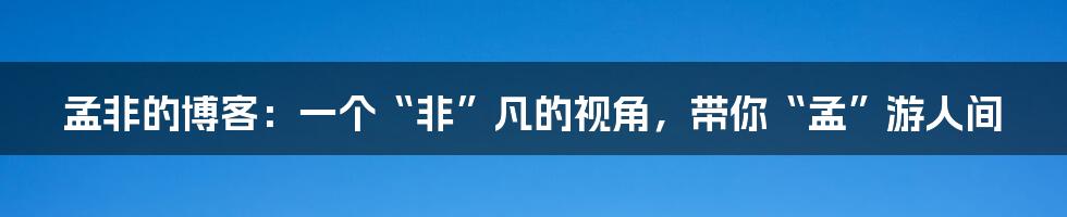 孟非的博客:一个“非”凡的视角,带你“孟”游人间