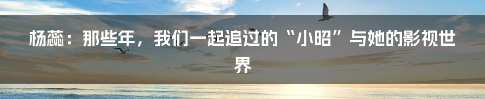杨蕊:那些年,我们一起追过的“小昭”与她的影视世界