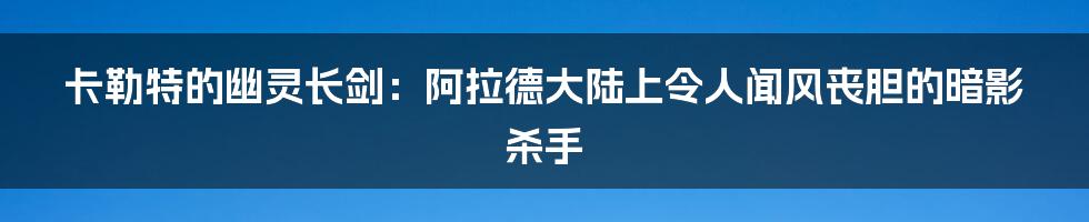 卡勒特的幽灵长剑:阿拉德大陆上令人闻风丧胆的暗影杀手