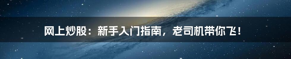 网上炒股:新手入门指南,老司机带你飞!