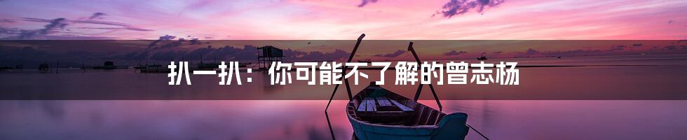 扒一扒:你可能不了解的曾志杨