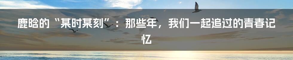 鹿晗的“某时某刻”:那些年,我们一起追过的青春记忆