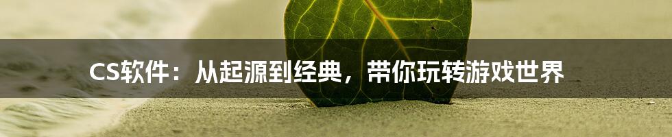 CS软件:从起源到经典,带你玩转游戏世界
