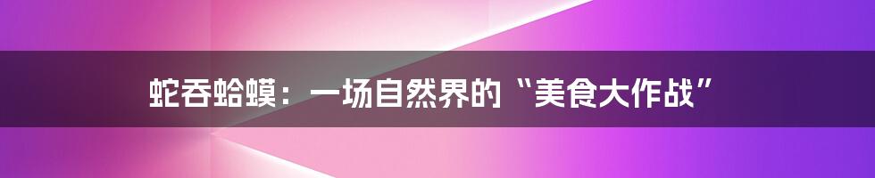 蛇吞蛤蟆:一场自然界的“美食大作战”