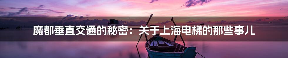 魔都垂直交通的秘密：关于上海电梯的那些事儿
