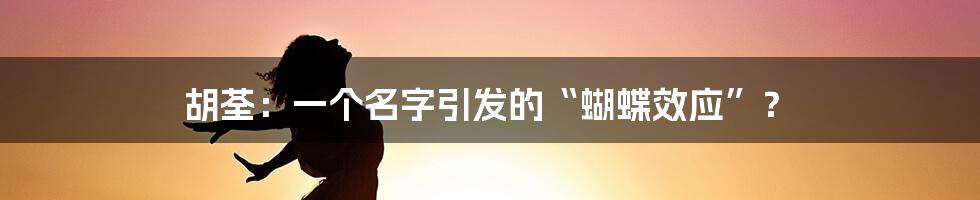 胡荃:一个名字引发的“蝴蝶效应”?