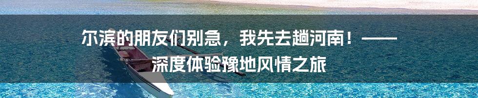 尔滨的朋友们别急,我先去趟河南!—— 深度体验豫地风情之旅