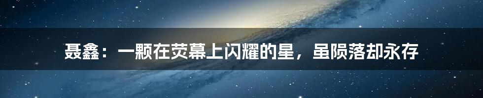 聂鑫:一颗在荧幕上闪耀的星,虽陨落却永存
