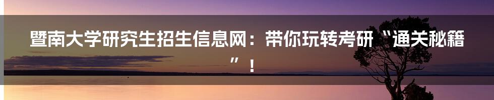 暨南大学研究生招生信息网:带你玩转考研“通关秘籍”!