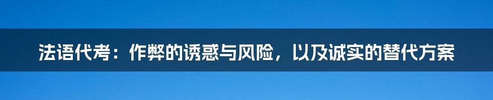 法语代考:作弊的诱惑与风险,以及诚实的替代方案