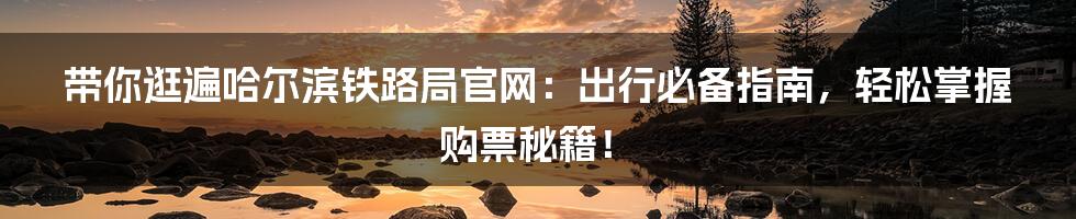带你逛遍哈尔滨铁路局官网：出行必备指南，轻松掌握购票秘籍！