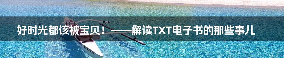 好时光都该被宝贝!——解读TXT电子书的那些事儿