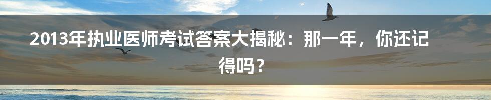 2013年执业医师考试答案大揭秘:那一年,你还记得吗?