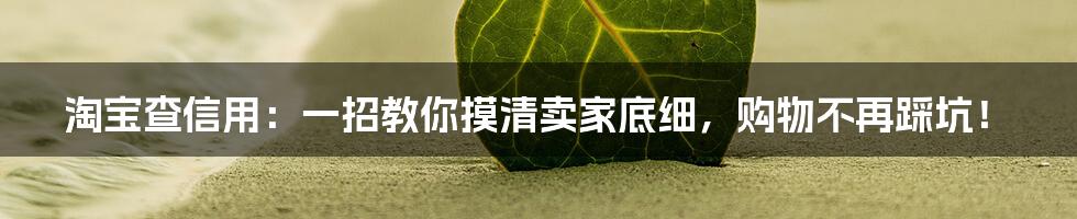 淘宝查信用:一招教你摸清卖家底细,购物不再踩坑!