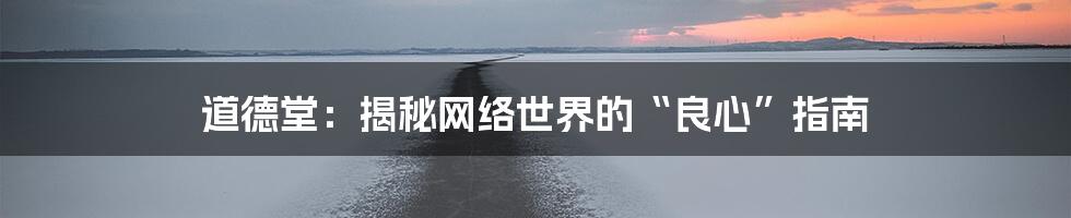 道德堂：揭秘网络世界的“良心”指南