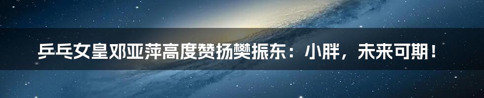 乒乓女皇邓亚萍高度赞扬樊振东:小胖,未来可期!