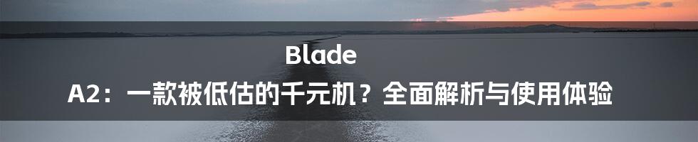Blade A2:一款被低估的千元机?全面解析与使用体验