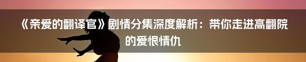 《亲爱的翻译官》剧情分集深度解析：带你走进高翻院的爱恨情仇