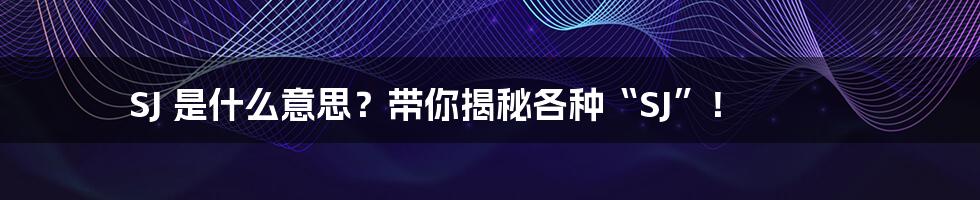 SJ 是什么意思？带你揭秘各种“SJ”！