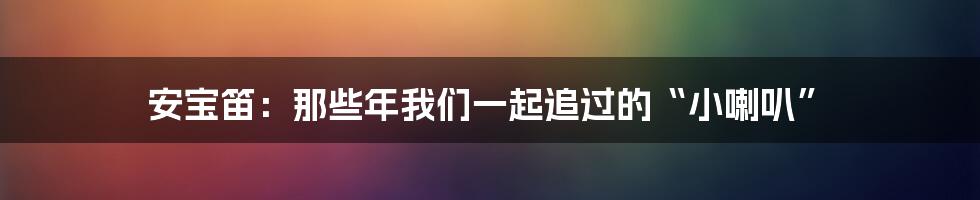 安宝笛:那些年我们一起追过的“小喇叭”