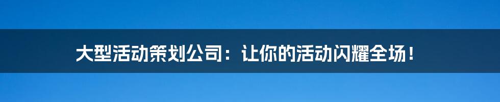 大型活动策划公司:让你的活动闪耀全场!