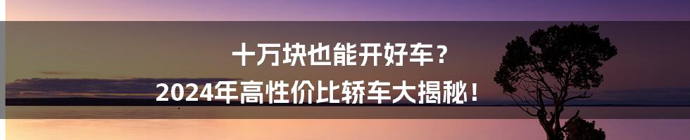 十万块也能开好车? 2024年高性价比轿车大揭秘!