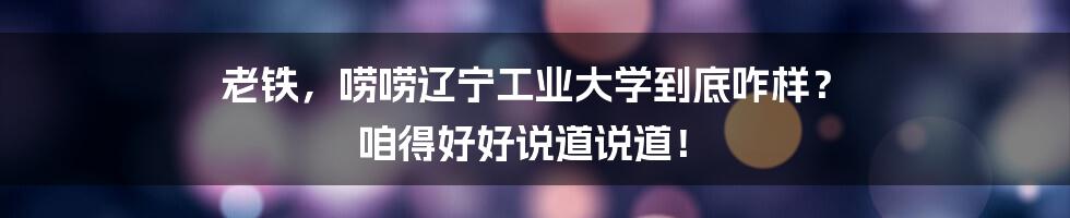 老铁,唠唠辽宁工业大学到底咋样? 咱得好好说道说道!