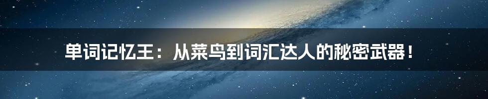 单词记忆王：从菜鸟到词汇达人的秘密武器！