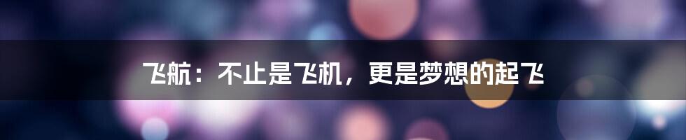飞航:不止是飞机,更是梦想的起飞
