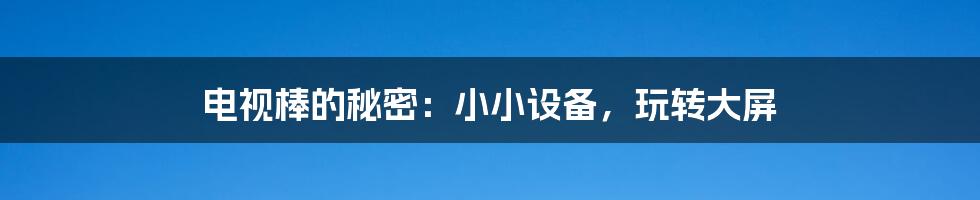 电视棒的秘密:小小设备,玩转大屏