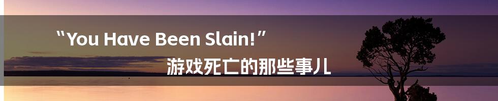 “You Have Been Slain!” 游戏死亡的那些事儿