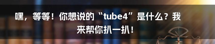 嘿,等等!你想说的“tube4”是什么?我来帮你扒一扒!