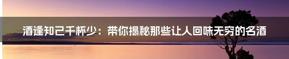 酒逢知己千杯少:带你揭秘那些让人回味无穷的名酒