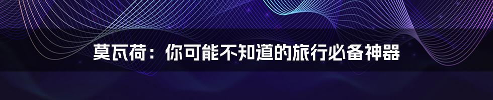 莫瓦荷:你可能不知道的旅行必备神器