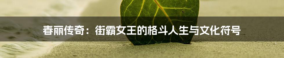 春丽传奇:街霸女王的格斗人生与文化符号