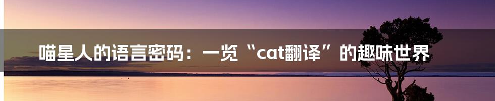 喵星人的语言密码：一览“cat翻译”的趣味世界