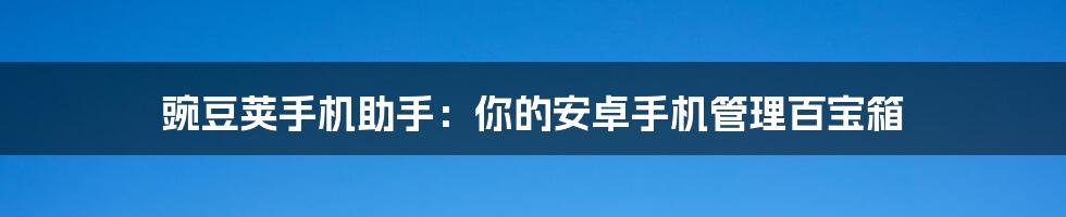 豌豆荚手机助手：你的安卓手机管理百宝箱