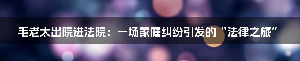 毛老太出院进法院:一场家庭纠纷引发的“法律之旅”