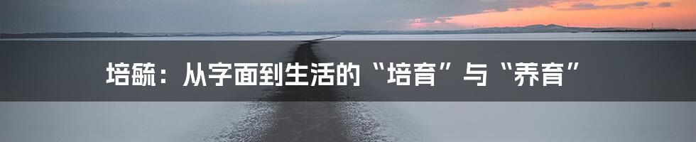 培毓：从字面到生活的“培育”与“养育”