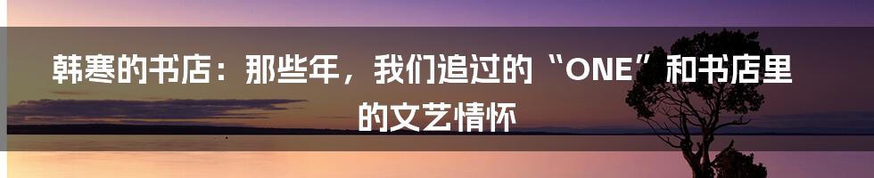 韩寒的书店:那些年,我们追过的“ONE”和书店里的文艺情怀